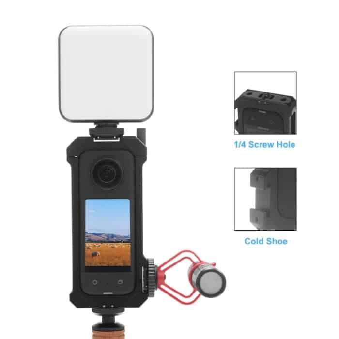 Für Insta360 X3 PULUZ Metall-Schutzkäfig-Rig-Gehäuserahmen mit erweiterter Kaltschuhbasis und Stativadapter, Metal Cage US Stock, Metal Cage – Bild 6