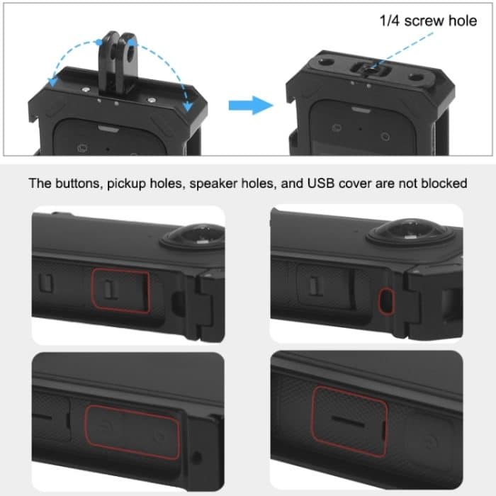 Für Insta360 X3 PULUZ Metall-Schutzkäfig-Rig-Gehäuserahmen mit erweiterter Kaltschuhbasis und Stativadapter, Metal Cage US Stock, Metal Cage – Bild 7