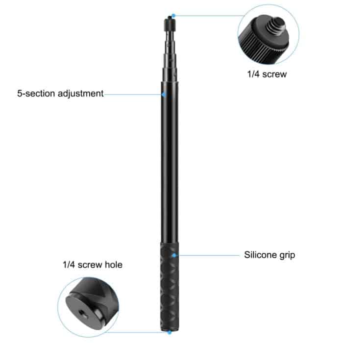 PULUZ 150 cm Metall-Selfie-Stick-Einbeinstativ für Insta360 One RS / X2 / X3 / X4 – Bild 4