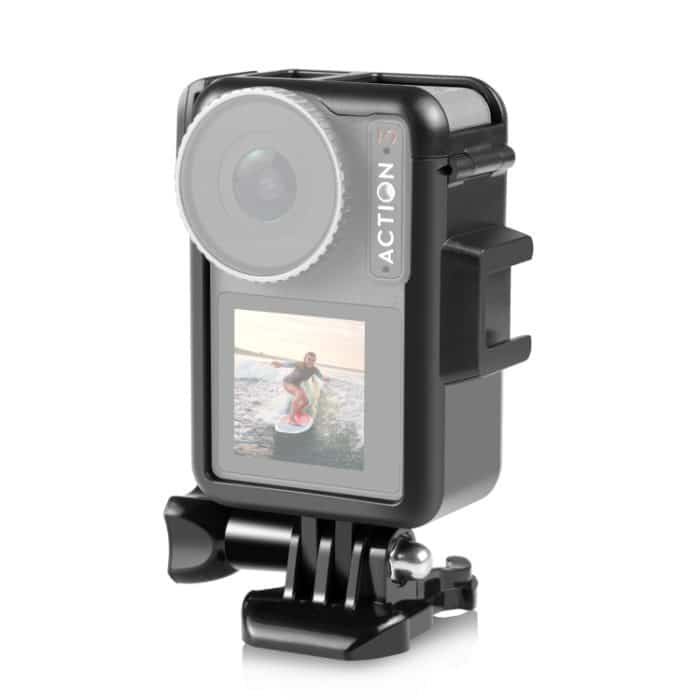 PU883B.jpg Für DJI Osmo Action 4/3 PULUZ Vertikaler Kunststoff-Schutzrahmenkäfig mit Kaltschuhen, Vertical Plastic Cage – Bild 1
