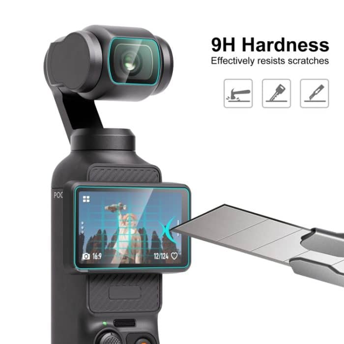 Für DJI OSMO Pocket 3 PULUZ 9H 2.5D HD gehärtetes Glas Objektivschutz + Bildschirmfolie, For DJI OSMO Pocket 3 – Bild 3
