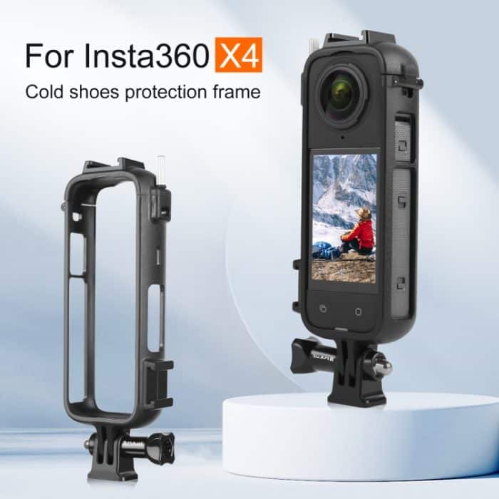 Für Insta360 X4 PULUZ Cold Shoe PC-Kunststoff-Schutzrahmen mit Adapterhalterung und Schraube, Cold Shoe PC Frame – Bild 2
