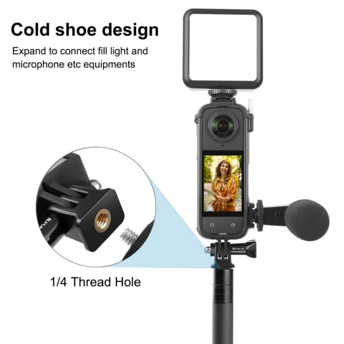 Für Insta360 X4 PULUZ Cold Shoe PC-Kunststoff-Schutzrahmen mit Adapterhalterung und Schraube, Cold Shoe PC Frame – Bild 5