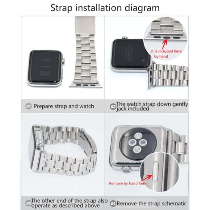 2 Stück für Apple Watch 38 mm Metallarmband-Anschluss, Metallschnalle – Bild 5