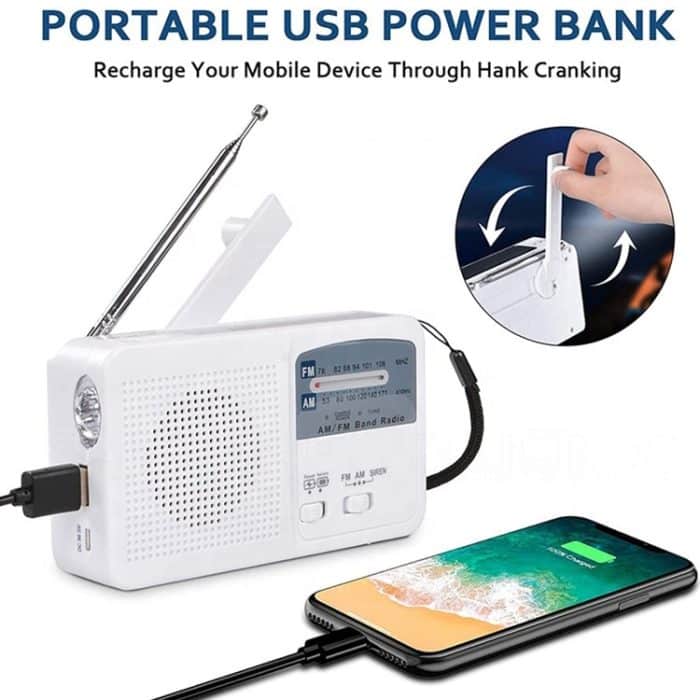 Multifunktions-tragbare SOLAR / CRABLED Dynamo Power LED-Taschenlampe mit AM / FM-Radio- und Handy-Ladegerät – Bild 3