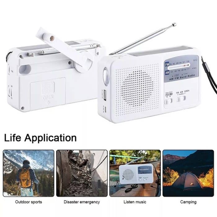 Multifunktions-tragbare SOLAR / CRABLED Dynamo Power LED-Taschenlampe mit AM / FM-Radio- und Handy-Ladegerät – Bild 4