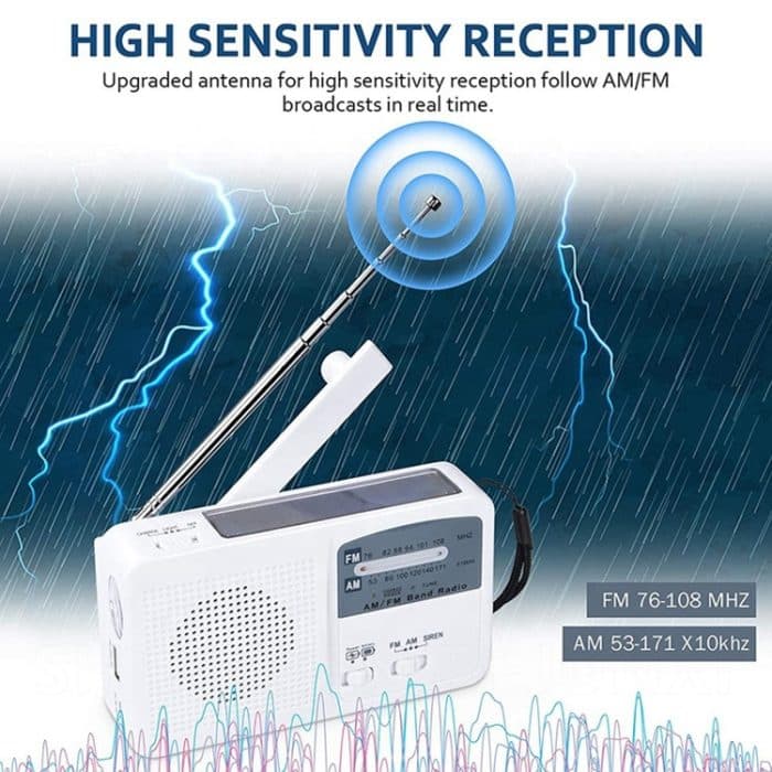 Multifunktions-tragbare SOLAR / CRABLED Dynamo Power LED-Taschenlampe mit AM / FM-Radio- und Handy-Ladegerät – Bild 6