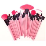 24 PCS Ziegenhaar Pink Griff Makeup Pinsel Set mit Pink Pouch