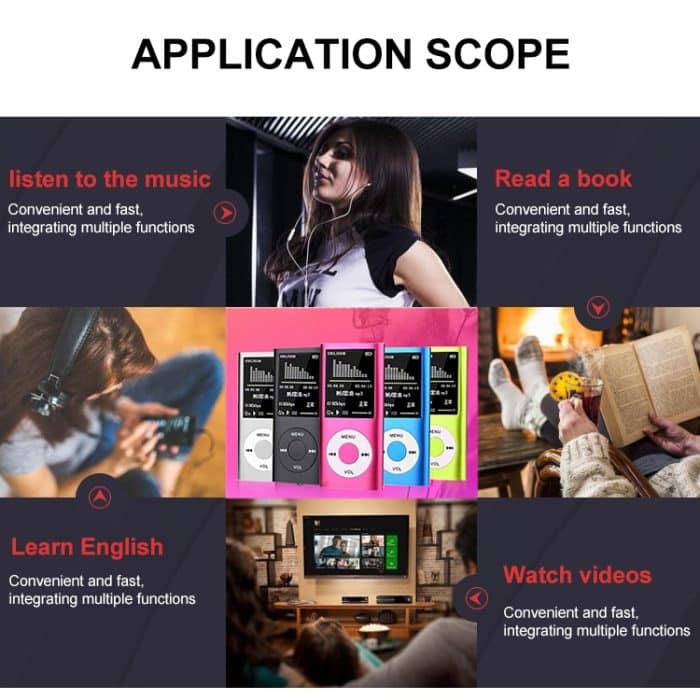 MP4-Player aus Metall mit 1,8-Zoll-TFT-Bildschirm und TF-Kartensteckplatz, unterstützt Recorder, UKW-Radio, E-Book und Kalender, MP4 Player – Bild 7