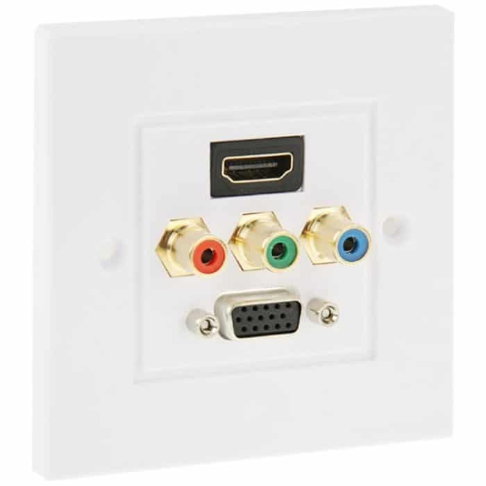 HDMI-Buchse + 3 Cinch-Stecker + VGA-Buchse Wandplatte – Bild 4