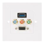USB 3.0-Buchse + 3 Cinch-Stecker + VGA-Buchse Wandplatte – Bild 2