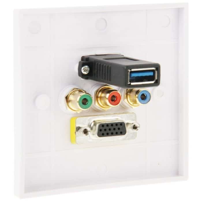 USB 3.0-Buchse + 3 Cinch-Stecker + VGA-Buchse Wandplatte – Bild 5