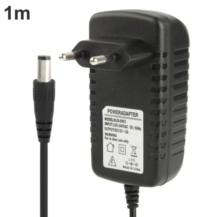 Hochwertiger AC 100–240 V auf DC 12 V 2 A Netzteil, Spitzen: 5,5 x 2,1 mm, Kabellänge: 1 m, EU Plug DC 12V 2A, US Plug DC 12V 2A – Bild 2
