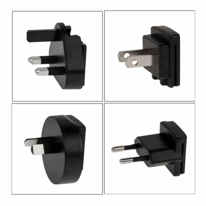 4-in-1-EU-Stecker + US-Stecker + UK-Stecker + AU-Stecker AC 100–240 V auf DC 12 V 3 A Netzteil, Spitzen: 5,5 x 2,1 mm, Kabellänge: ca. 1,2 m, EU+US+UK+AU Plug – Bild 3
