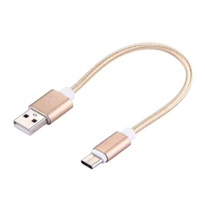 SAS0459J.jpg Gewebtes Daten-Synchronisierungs-Ladekabel im USB-C-/Typ-C-3.1-Stecker auf USB-2.0-Stecker, Kabellänge: 20 cm – Bild 1