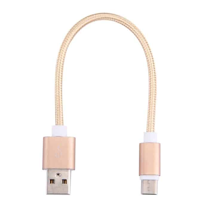 Gewebtes Daten-Synchronisierungs-Ladekabel im USB-C-/Typ-C-3.1-Stecker auf USB-2.0-Stecker, Kabellänge: 20 cm – Bild 2