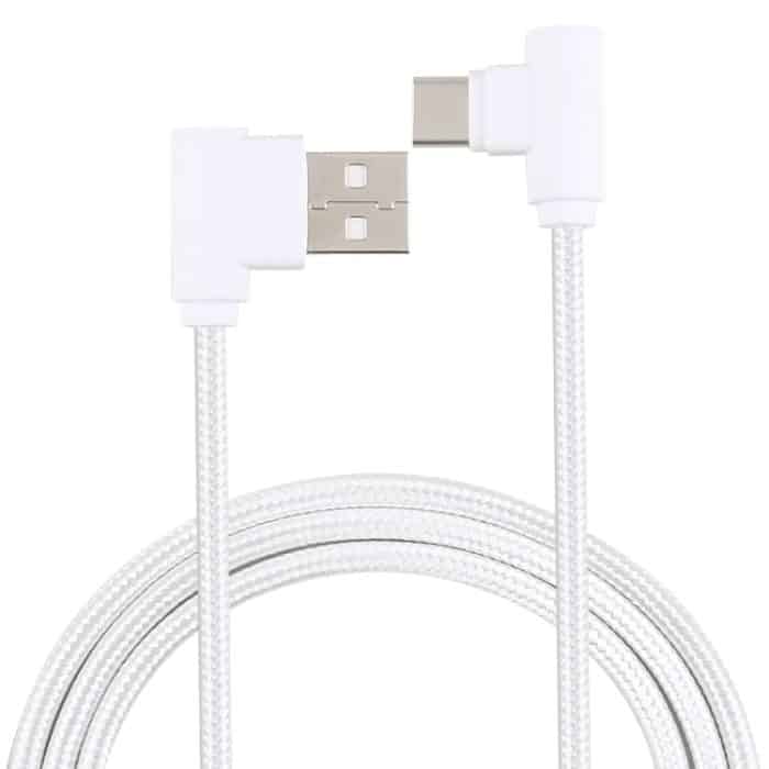 1,2 m 2A 90 Kupferdrähte gewebtes Winkel-USB-C/Typ-C 3.1-zu-USB 2.0-Daten-/Ladekabel – Bild 1