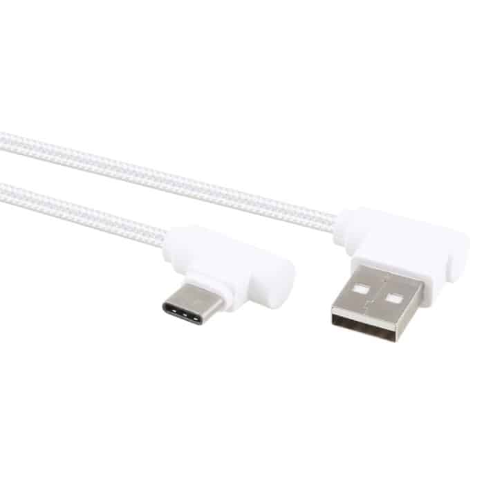 1,2 m 2A 90 Kupferdrähte gewebtes Winkel-USB-C/Typ-C 3.1-zu-USB 2.0-Daten-/Ladekabel – Bild 2