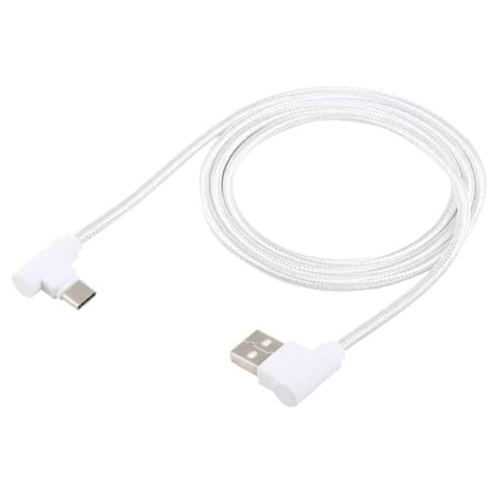 1,2 m 2A 90 Kupferdrähte gewebtes Winkel-USB-C/Typ-C 3.1-zu-USB 2.0-Daten-/Ladekabel – Bild 3