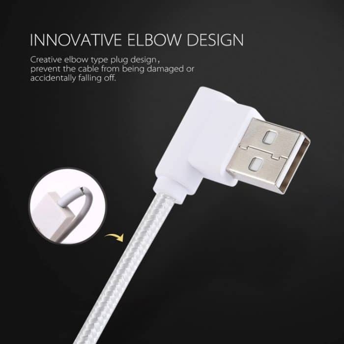 1,2 m 2A 90 Kupferdrähte gewebtes Winkel-USB-C/Typ-C 3.1-zu-USB 2.0-Daten-/Ladekabel – Bild 4