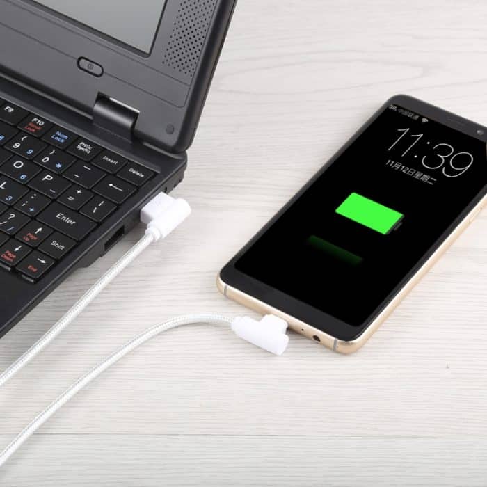 1,2 m 2A 90 Kupferdrähte gewebtes Winkel-USB-C/Typ-C 3.1-zu-USB 2.0-Daten-/Ladekabel – Bild 6