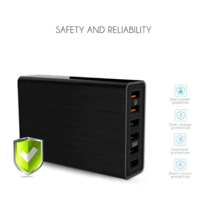 VedFun Turbocube D620 Sechs Ports Quick Charge 3.0 + SDDC-Technologie USB-Ladegerät, VEDFUN TurboCube D620 Sechs Ports Quick Charge 3.0 + USB-Ladegerät mit SDDC-Technologie, EU/US/UK-Stecker – Bild 9