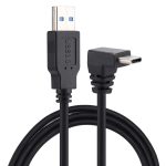 1 m USB-C / Typ C-Stecker an USB 3.0-Stecker-Datenverlängerungskabel, 1 m langes USB-C/Typ-C-Ellbogen-Stecker-zu-USB-3.0-Stecker-Datenlade-Verlängerungskabel