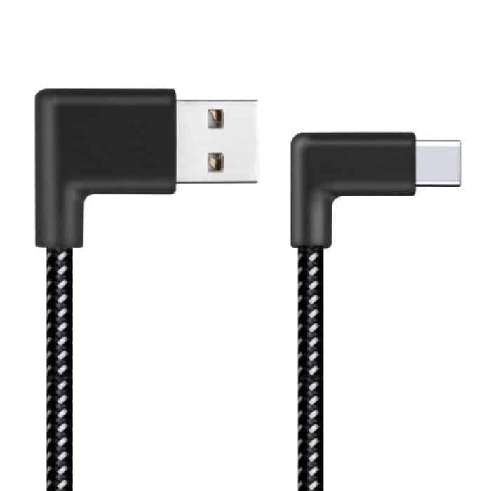 2M 2a USB zu USB-C / Typ-C-Nylon-Webstil Doppel-Ellbogen-Daten synchronisieren Ladekabel, 2m 2A USB zu USB-C / Type-C Nylon Weave Style Double Elbow Data Sync Ladekabel – Bild 3