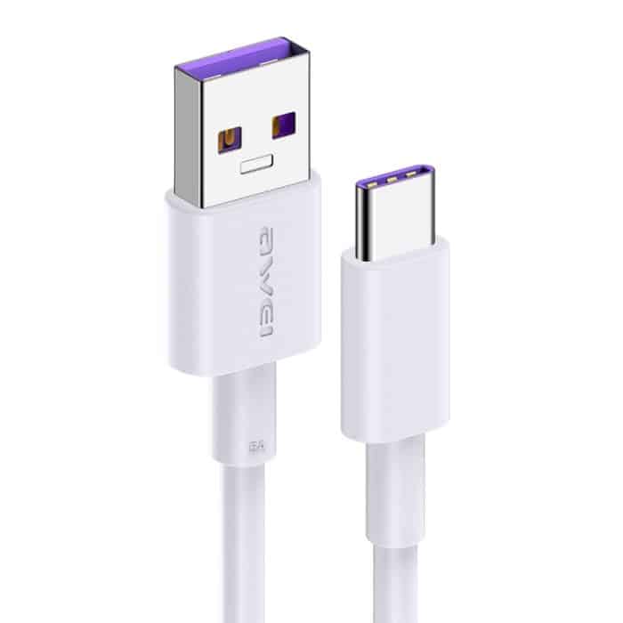 awei CL-77T 5A USB-zu-USB-C/Typ-C-Schnittstelle Intelligentes Schnelllade-TPE-Datenkabel, Kabellänge: 1 m – Bild 1