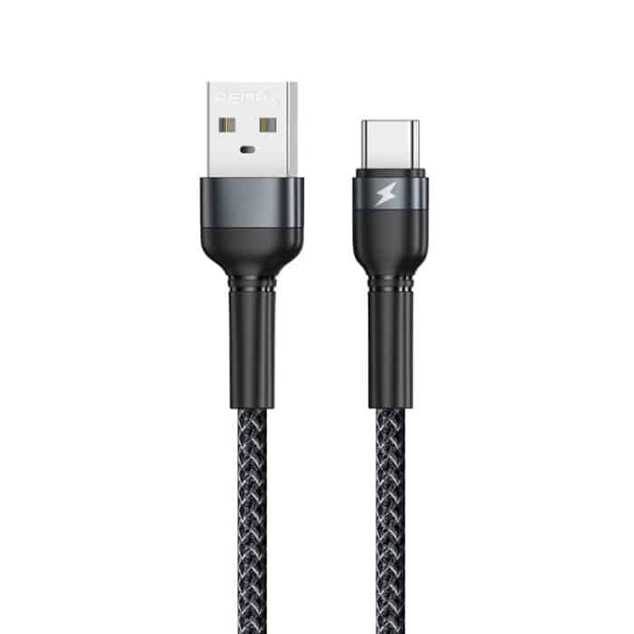 REMAX RC-124a 1 m 2,4 A USB-auf-USB-C/Typ-C-Aluminiumlegierungsgeflecht-Schnellladedatenkabel – Bild 1
