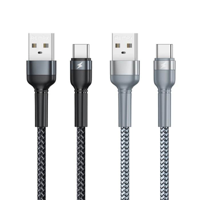 REMAX RC-124a 1 m 2,4 A USB-auf-USB-C/Typ-C-Aluminiumlegierungsgeflecht-Schnellladedatenkabel – Bild 2