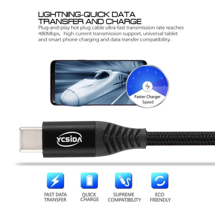 1,2 m langes geflochtenes Nylonkabel, USB-zu-Typ-C-Datensynchronisierungs-Ladekabel mit 110 Kupferdrähten, unterstützt schnelles Laden – Bild 6