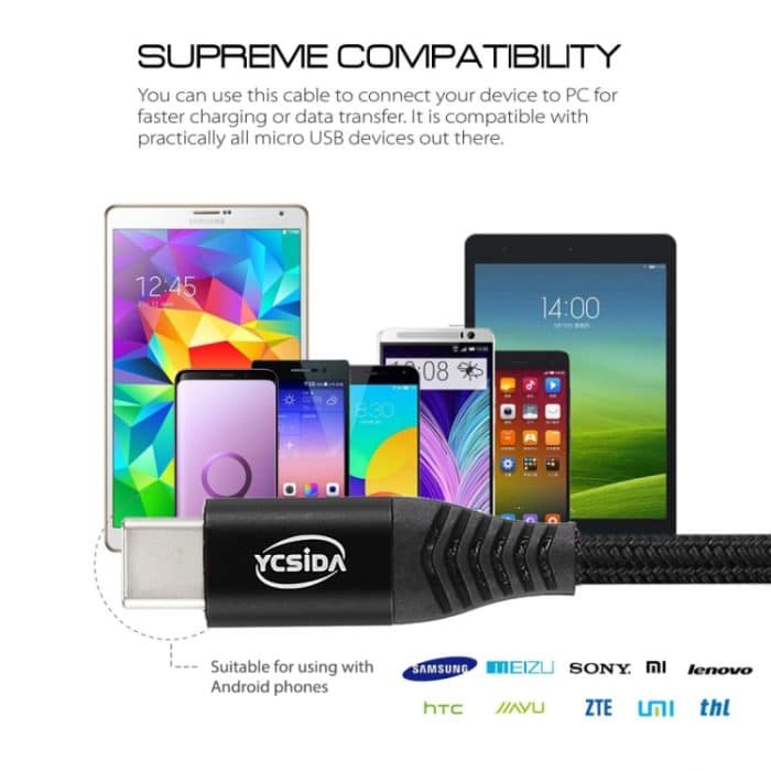 1,2 m langes geflochtenes Nylonkabel, USB-zu-Typ-C-Datensynchronisierungs-Ladekabel mit 110 Kupferdrähten, unterstützt schnelles Laden – Bild 7