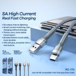 REMAX RC-170 Jany Series 1 m 5 A USB-auf-USB-C/Typ-C-Aluminiumlegierungsgeflecht-Schnellladedatenkabel – Bild 3