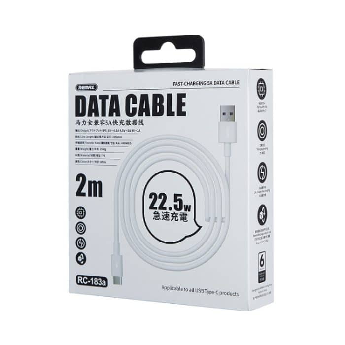 REMAX Marlik Serie RC-183a 22,5 W 5 A USB-zu-USB-C/Typ-C-Schnittstelle, voll kompatibles Schnelllade-Datenkabel, Kabellänge: 2 m – Bild 4