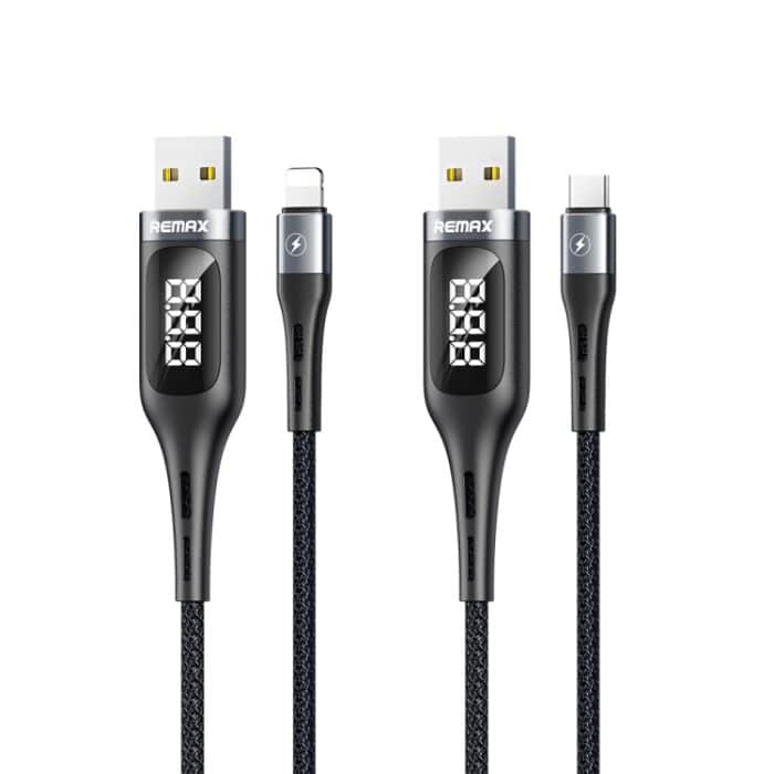 REMAX RC-096a Leader 1,2 m 2.1 USB auf USB-C/Typ-C Intelligentes Digitaldisplay Aluminiumlegierungsgeflecht Schnelllade-Datenkabel – Bild 2