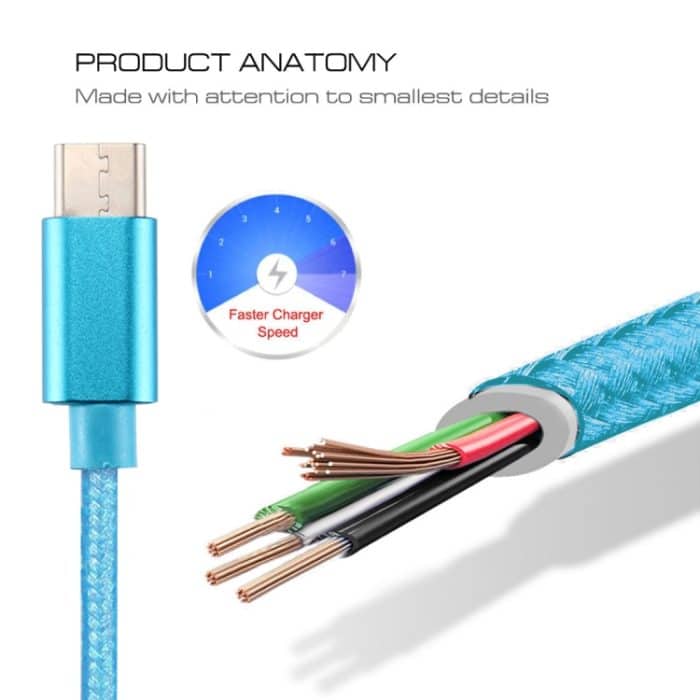 Knit Texture USB-zu-USB-C/Typ-C-Datensynchronisierungs-Ladekabel, Kabellänge: 3 m, 3 A Gesamtausgang, 2 A Übertragungsdaten – Bild 6