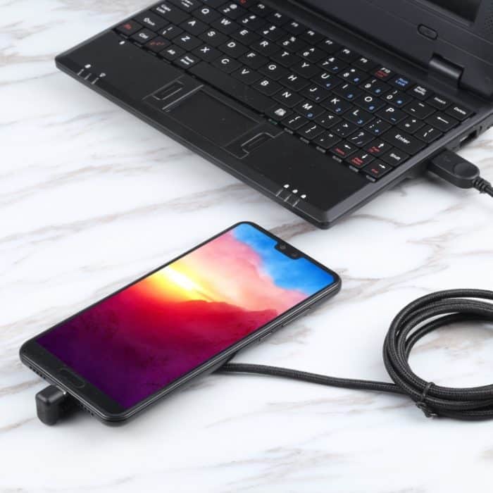 U-förmiger USB-C / Typ-C-Stecker an USB-Nylon-Flecht-Ladungsdatenkabel – Bild 5