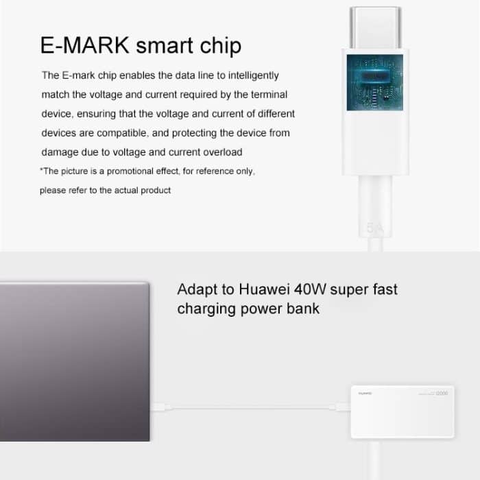 Original Huawei CP43 5A USB-C/Typ-C auf USB-C/Typ-C Schnelllade-Datenkabel, Kabellänge: 1 m – Bild 7