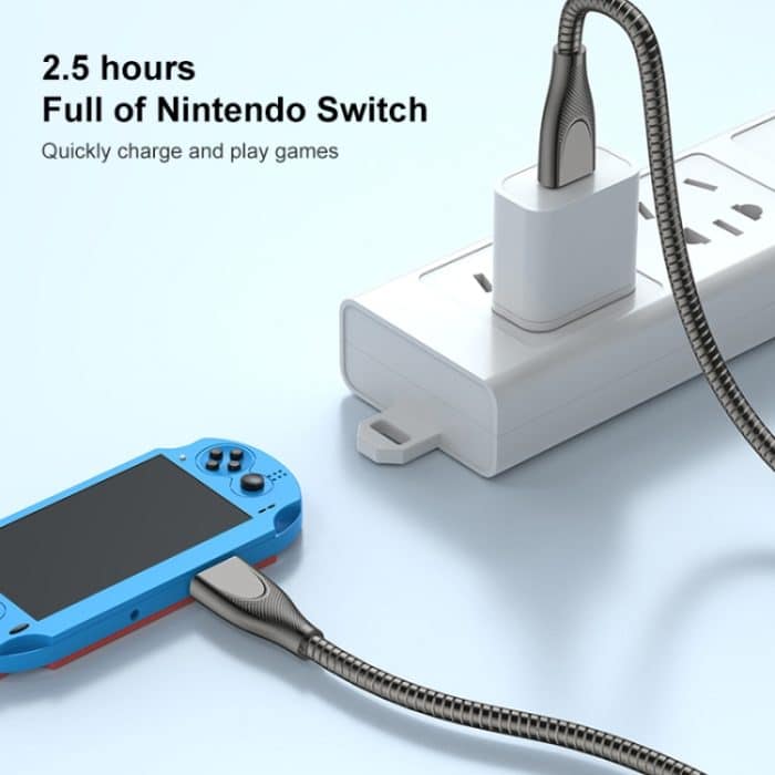 ADC-009 USB-zu-USB-C/Typ-C-Zinklegierungsschlauch-Schnelllade-Datenkabel, Kabellänge: 1 m – Bild 4