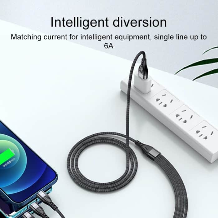 4 in 1 66 W 6 A USB auf 8 Pin + Micro USB + Dual USB-C / Typ C Schnelllade-Datenkabel, Kabellänge: 1,2 m – Bild 4