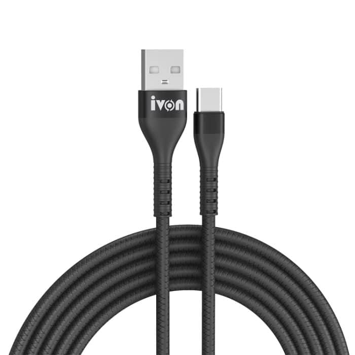 IVON CA92 2,4 A Max. USB-auf-USB-C/Typ-C-Gummi-Schnellladedatenkabel, Länge: 1,5 m – Bild 1