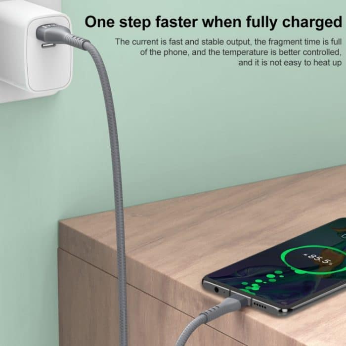 IVON CA92 2,4 A Max. USB-auf-USB-C/Typ-C-Gummi-Schnellladedatenkabel, Länge: 1,5 m – Bild 3