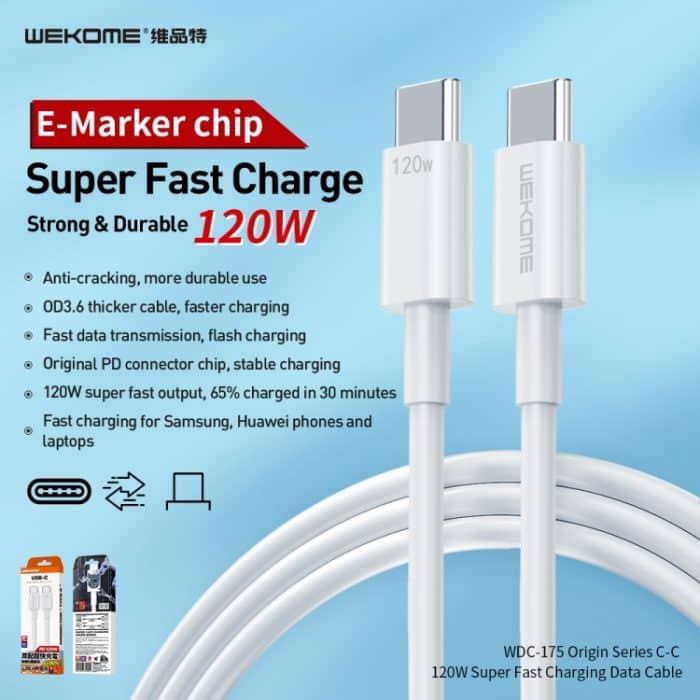 WK WDC-175 120 W USB-C/Typ-C-zu-USB/Typ-C-Schnellladedatenkabel, Länge: 1,2 m – Bild 2