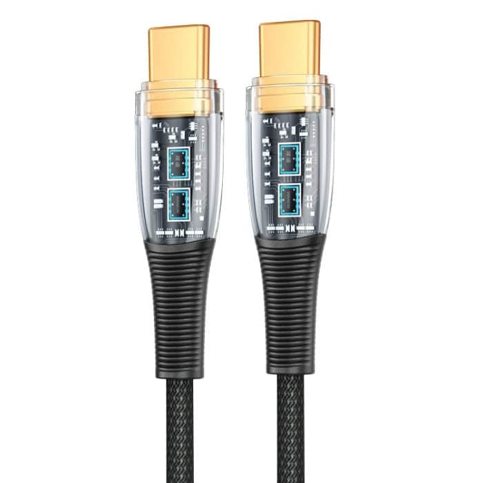 SAS8394.jpg Mutural Li-CC009 1,2 m 100 W transparentes USB-C/Typ-C-auf-Typ-C-Ladedatenkabel – Bild 1