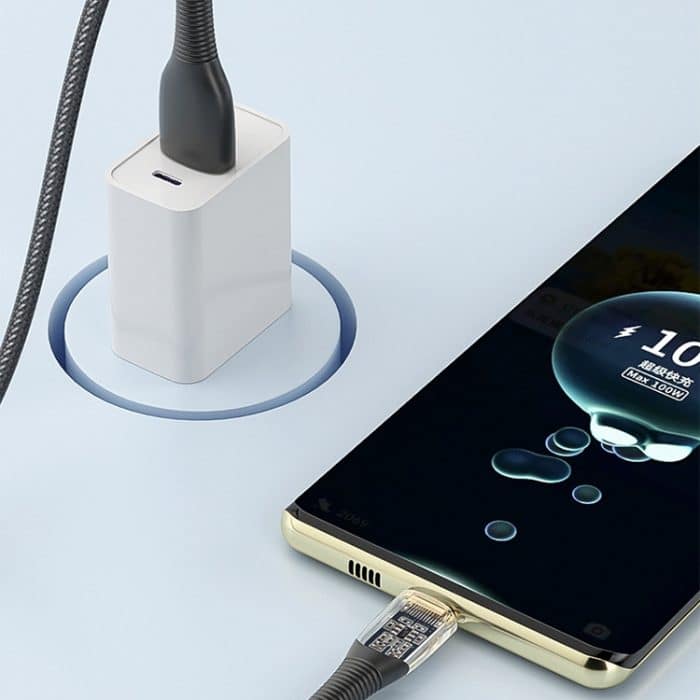 Mutural Li-CC009 1,2 m 100 W transparentes USB-C/Typ-C-auf-Typ-C-Ladedatenkabel – Bild 5