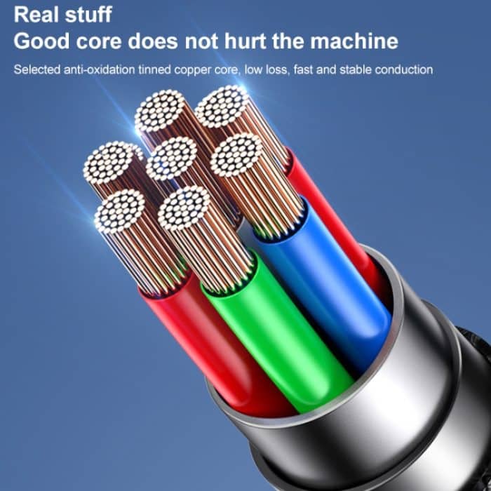 USAMS US-SJ547 U62 USB + Typ-C / USB-C zu Typ-C / USB-C + 8 Pin + PD-Schnellladedatenkabel aus Micro-Aluminiumlegierung, Länge: 1,2 m – Bild 5