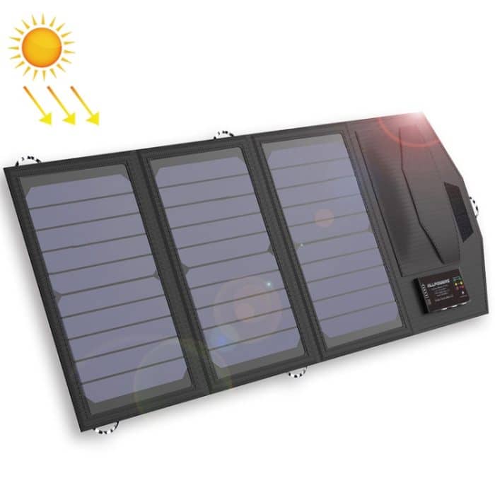 Allmäher Solar Batterieladegerät Tragbare 5V 15W Dual USB + Typ-C Tragbare Sonnenkollektor Ladegerät Im Freien Faltbare Solarplatte – Bild 1
