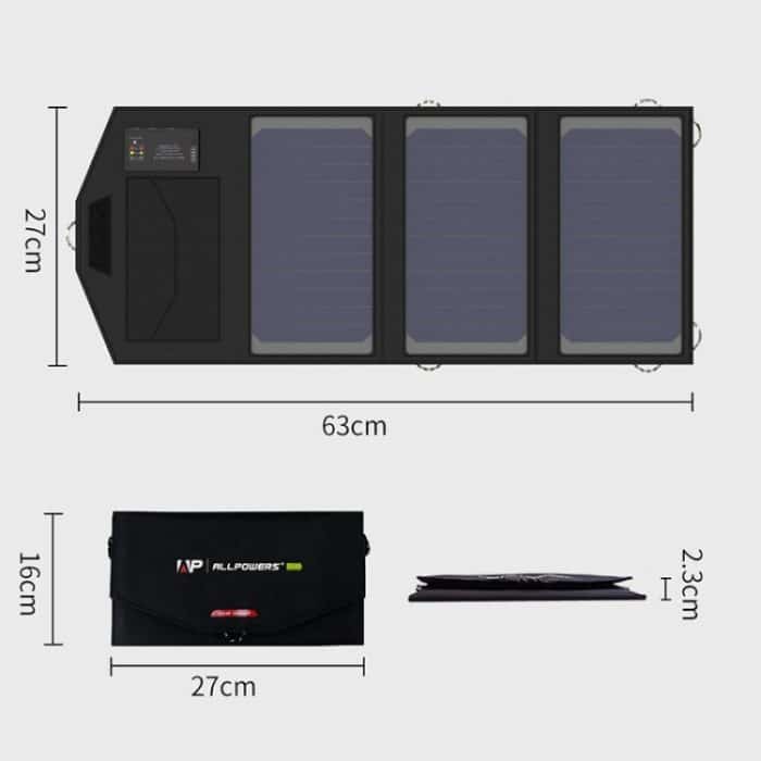 Allmäher Solar Batterieladegerät Tragbare 5V 15W Dual USB + Typ-C Tragbare Sonnenkollektor Ladegerät Im Freien Faltbare Solarplatte – Bild 2