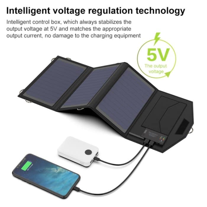 Allmäher Solar Batterieladegerät Tragbare 5V 15W Dual USB + Typ-C Tragbare Sonnenkollektor Ladegerät Im Freien Faltbare Solarplatte – Bild 4